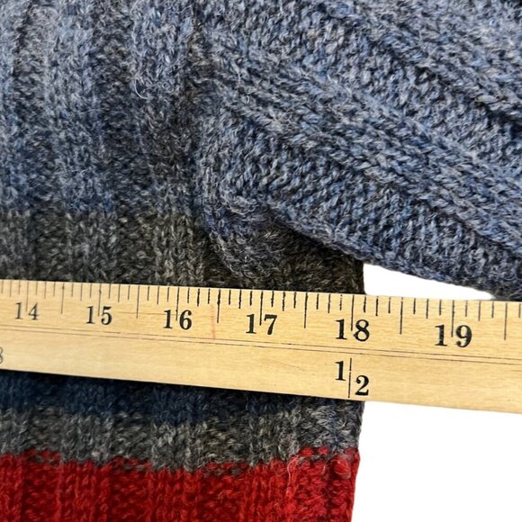 Mac & Jac Gray & Blue Striped Rib Knit Wool Cardigan Sweater Coat Size Small - Picture 7 of 10